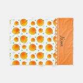 Couverture Polaire Nom personnalisé blanc pêches vertes feuilles tour (Devant (Horizontal))