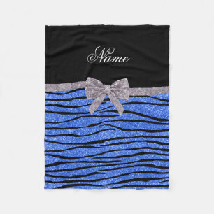 Couverture Polaire Nom personnalisé bleu parties scintillant zèbre ra
