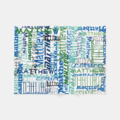 Couverture Polaire Nom personnalisé bleu/vert Personnalisé Collage Bo (Devant (Horizontal))