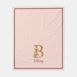 Couverture Polaire Nom personnalisé Blush Rose dorée Lettre B