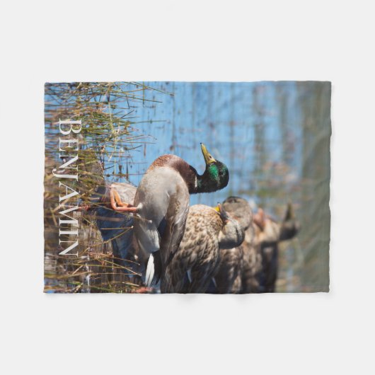 Couverture Polaire Nom personnalisé Canards colverts (Devant (Horizontal))