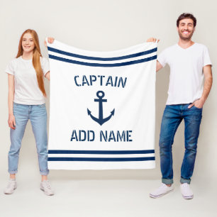 Couverture Polaire Nom personnalisé capitaine de bateau d'ancre naut