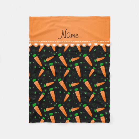 Couverture Polaire Nom personnalisé carottes orange noire (Devant)