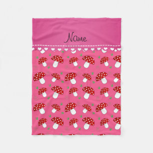 Couverture Polaire Nom personnalisé champignons rouges roses