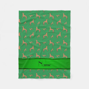 Couverture Polaire Nom personnalisé Chiens Whippet verts