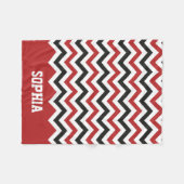 Couverture Polaire Nom personnalisé classique rouge et noir Chevron (Devant (Horizontal))