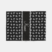 Couverture Polaire Nom personnalisé coeurs de chouette noire (Devant (Horizontal))