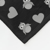 Couverture Polaire Nom personnalisé coeurs de chouette noire (Coin)
