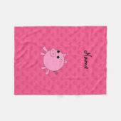 Couverture Polaire Nom personnalisé Coeurs de cochon rose (Devant (Horizontal))