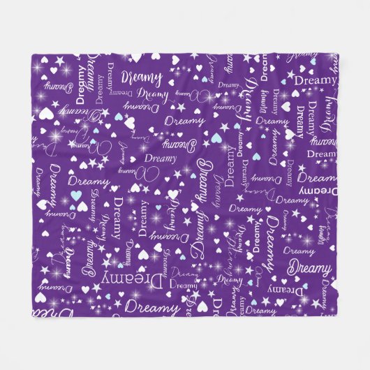 Couverture Polaire Nom personnalisé, coeurs et étoiles partout dans l (Devant (Horizontal))