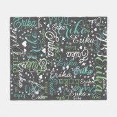 Couverture Polaire Nom Personnalisé Coeurs mignons Stylishly Starry g (Devant (Horizontal))