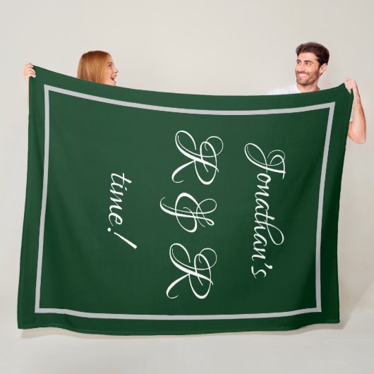 Couverture Polaire Nom personnalisé cool Forest Green "R & R time" (En situation)