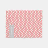 Couverture Polaire Nom personnalisé Coral Grey Chevron Motif (Devant (Horizontal))