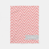 Couverture Polaire Nom personnalisé Coral Grey Chevron Motif (Devant)