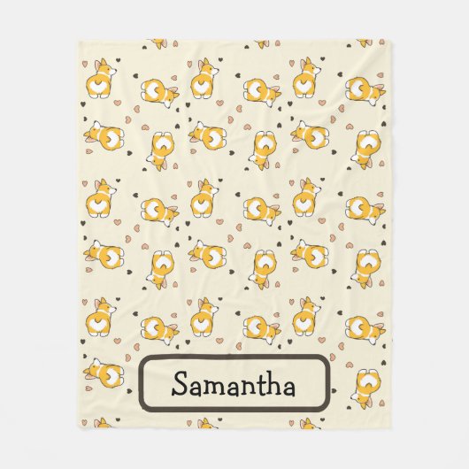 Couverture Polaire Nom personnalisé corgi brun chien amour motif (Devant)