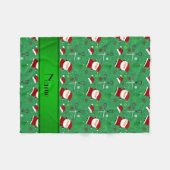 Couverture Polaire Nom personnalisé crosse verte motif de noël (Devant (Horizontal))