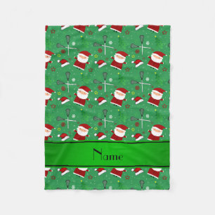 Couverture Polaire Nom personnalisé crosse verte motif de noël