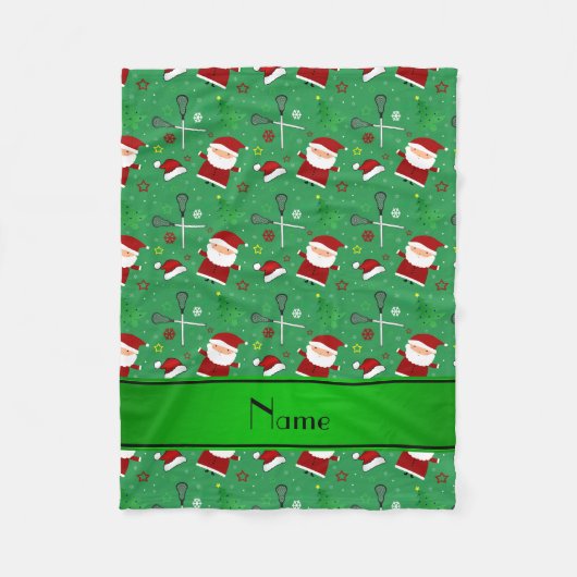 Couverture Polaire Nom personnalisé crosse verte motif de noël (Devant)