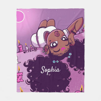 Couverture Polaire Nom personnalisé Cute Black Girl Purple Fleece Bla