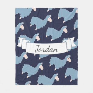 Couverture Polaire Nom personnalisé Cute Blue Llamas