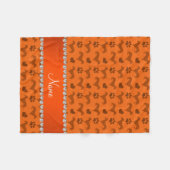 Couverture Polaire Nom personnalisé dachshunds orange coeurs pattes (Devant (Horizontal))