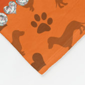 Couverture Polaire Nom personnalisé dachshunds orange coeurs pattes (Coin)