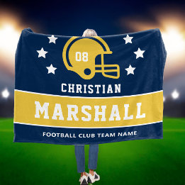 Couverture Polaire Nom personnalisé de football Navy Maïs Or