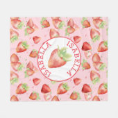 Couverture Polaire Nom personnalisé de fraise d'aquarelle (Devant (Horizontal))