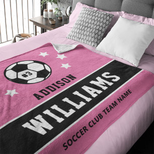 Couverture Polaire Nom personnalisé de joueur de football rose