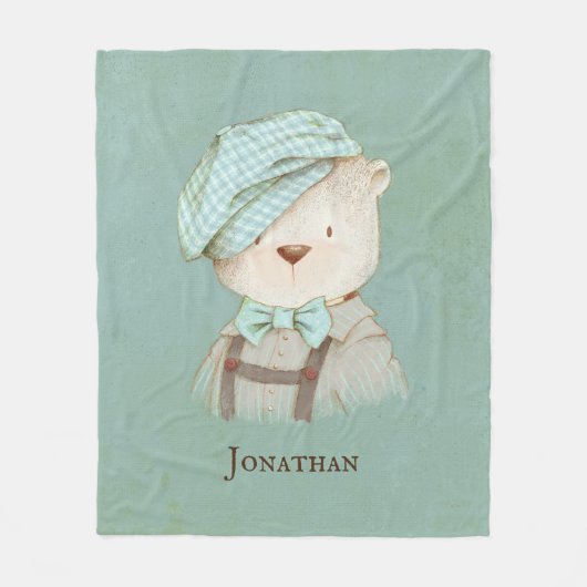 Couverture Polaire Nom personnalisé de l'ours en peluche (Devant)