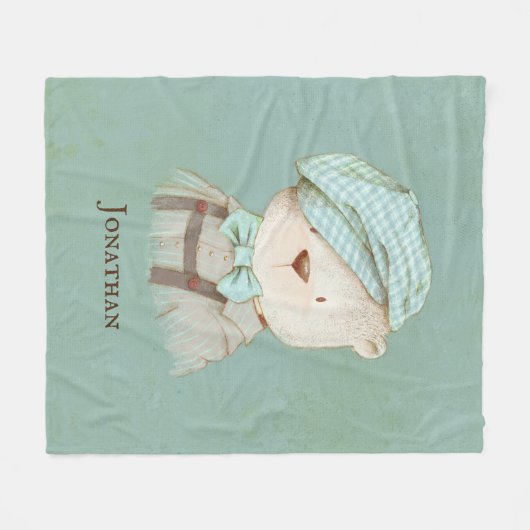 Couverture Polaire Nom personnalisé de l'ours en peluche (Devant (Horizontal))