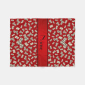 Couverture Polaire Nom personnalisé dominos rouges (Devant (Horizontal))