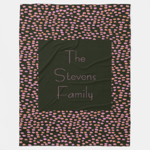 Couverture Polaire Nom personnalisé du Motif à points noirs et rose