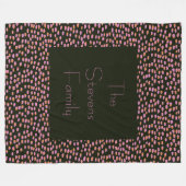 Couverture Polaire Nom personnalisé du Motif à points noirs et roses (Devant (Horizontal))