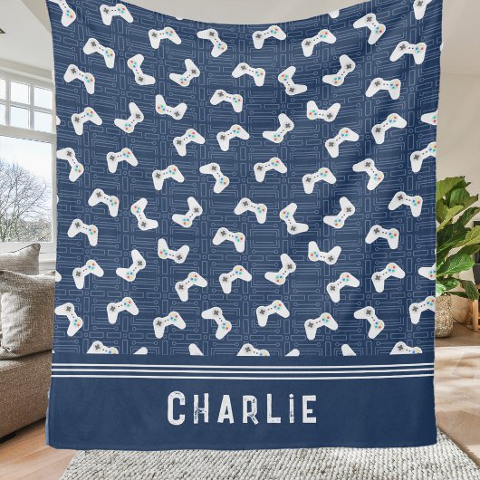 Couverture Polaire Nom personnalisé du Motif du jeu vidéo Monogramme