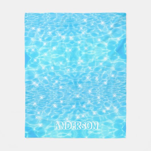Couverture Polaire Nom personnalisé eau ondulée texture moderne chic (Devant)