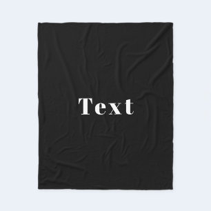Couverture Polaire Nom personnalisé élégant ou autre texte   Noir & B
