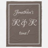 Couverture Polaire Nom personnalisé élégant Rustique Tan "R & R time" (Devant)