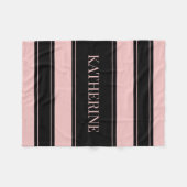 Couverture Polaire Nom personnalisé en noir et rose rayé (Devant (Horizontal))