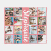 Couverture Polaire Nom personnalisé et collage photo unique (Devant (Horizontal))