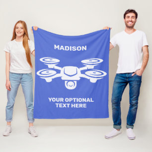 Couverture Polaire Nom personnalisé et drone de texte