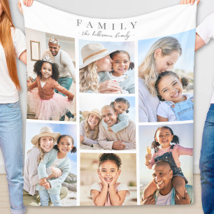 Couverture Polaire Nom personnalisé Famille Photo Collage