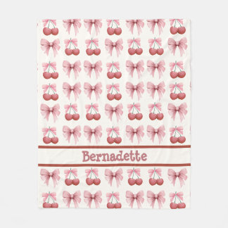 Couverture Polaire Nom personnalisé Filles roses et cerises Coquette