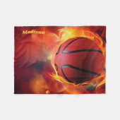 Couverture Polaire Nom personnalisé Flaming Basketball (Devant (Horizontal))