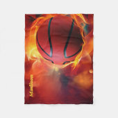 Couverture Polaire Nom personnalisé Flaming Basketball (Devant)