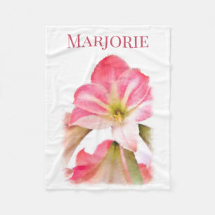 Couverture Polaire Nom personnalisé Fleur Amaryllis rose