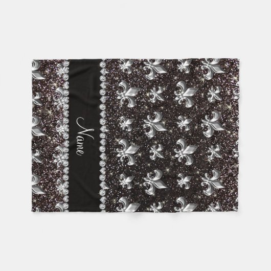 Couverture Polaire Nom personnalisé fleur de lis parties scintillant  (Devant (Horizontal))