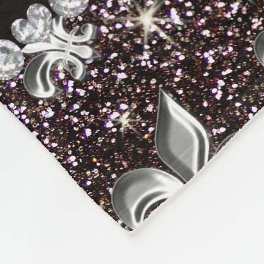 Couverture Polaire Nom personnalisé fleur de lis parties scintillant (Coin)