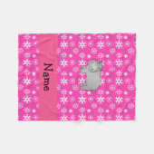 Couverture Polaire Nom personnalisé flocon de neige rose hippo (Devant (Horizontal))