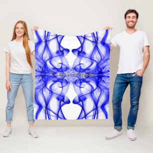 Couverture Polaire Nom personnalisé Fumée Bleue Symétrique Blanc